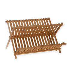 Double Bamboo Compact Dish Rack