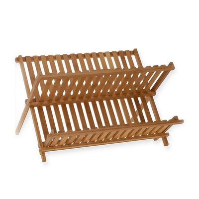 Double Bamboo Compact Dish Rack