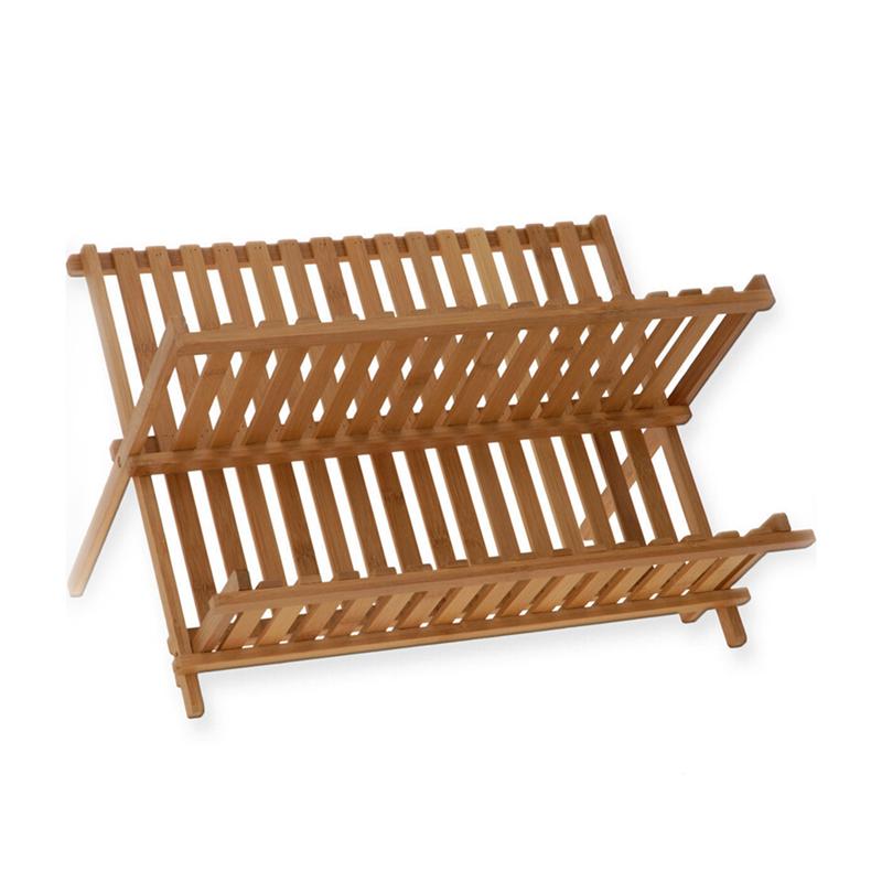 Double Bamboo Compact Dish Rack