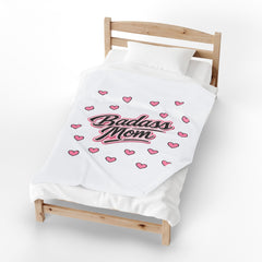 The "Badass Mom" Signature Velveteen Blanket — Premium Plush Retro Throw