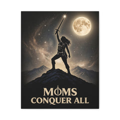 Moms Conquer All: Warrior Mother Premium Matte Canvas Wall Art