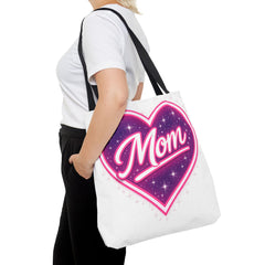 Cosmic Heart Mom Signature AOP Tote — Vibrant Galaxy Print Bag